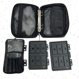 Artistry Makeup Binder Storage Kit Black Organizer Brush Keeper Embroidered Case